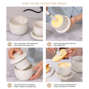 Ceramic Butter Dish <b>with</b> <b>Lid</b> Speckled Porcelain Serve <b>Bowl</b> Kitchen Counter Container - Product Image 6