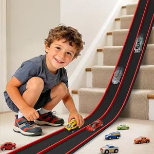 Pista de Carreras Flexible de 15 Pies con Ventosas y 2 Autos Pequeños para Jugar en la Pared - Product Image 6