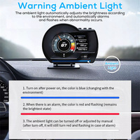 Upsztec Affichage tête haute intelligent OBD LCD haute définition Indicateur de pente du tableau de bord Détecteur de code d'erreur de voiture