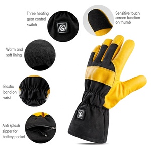 Guantes DE TRABAJO calefactables con aislamiento de cuero SAVIOR con pantalla táctil a prueba de viento y batería recargable de 7,4 V para ciclismo uso al aire libre - Product Image 6