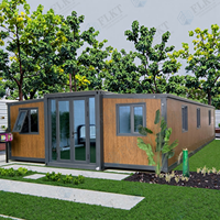 Maison conteneur extensible certifiée CE FLKT, maisons modulaires préfabriquées de luxe, 2 salles de bain, maison pliable portable, mini-villa