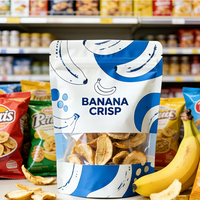 Sachets Doypack Personnalisés avec Logo, Fermeture Zip et Fenêtre Mate pour Chips de Banane Séchée 150g – Emballage de Vente au Détail pour Chips de Banane