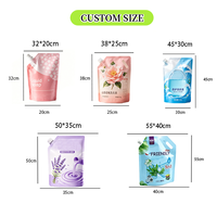 Pochette à bec verseur laminée écologique refermable, format personnalisé, avec logo, pour recharge de détergent liquide, emballage pour lessive domestique