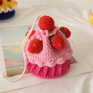 Bolso Bandolera Infantil de Lona Tejida a Crochet con Diseño de Fresa, Hecho a Mano, con Adorno de Ángel Dulce, Tejido Textil Artesanal - Product Image 5