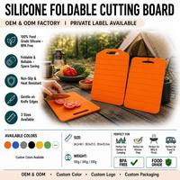 Planche à découper en silicone personnalisable avec logo, pliable, qualité alimentaire, sans BPA, bords doux pour les couteaux, préparation culinaire, voyage, camping-car, gain de place, OEM ODM