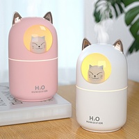 Agent de dropshipping : Mini humidificateur d'aromathérapie mignon pour voiture et extérieur, 300 ml, USB, avec lumière douce effet coucher de soleil