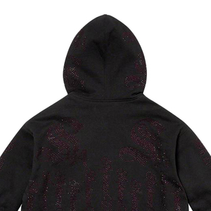 Red Rhinestone <b>Black</b> <b>Hoodie</b> Crystal Sweatshirt Loose Fit Streetwear <b>Zipper</b> for Men Custom Logo - Product Image 5