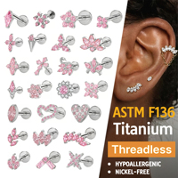 Perhiasan tindik tubuh JIAXIN ASTM F136 Titanium Zircon Grade Implant, anting-anting labret stud tanpa ulir, anting-anting helix.