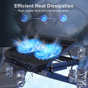 Support pour ordinateur portable de haute qualité, 5 hauteurs réglables, 2 ports USB2.0, dissipation thermique, avec ventilateurs haute vitesse pour ordinateur portable de 12 à 15,6 pouces, ergonomique - Product Image 4