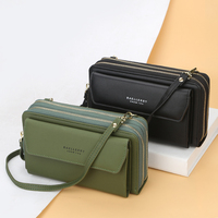 Dompet Panjang Wanita Gaya Korea Baellerry, Tempat Ponsel dengan Ritsleting, Tas Tangan Kulit Wanita