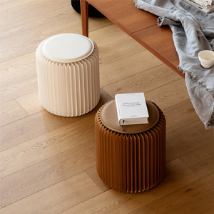 Ihpaper H42cm <span class=keywords><strong>Tabouret</strong></span> pliant en <span class=keywords><strong>carton</strong></span> avec coussin rond, mobilier d'intérieur pour hôtel, chambre et entrée - Product Image 1