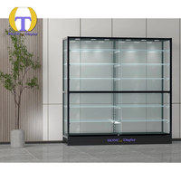 Meubles de magasin de fumée Vitrines d'exposition résistantes d'éclairage à LED en verre trempé pour vitrine de perruques de collection de magasin de détail