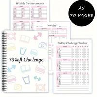 Myway A5 Taille 70 pages Livre à spirale personnalisé 75 jours Carnet de défi pour la perte de poids Plan de fitness Livre à spirale
