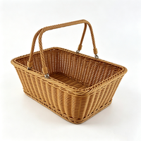 Panier de courses rectangulaire en plastique tressé, poignées réglables, robuste, durable, écologique, pour supermarché