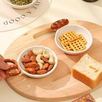 Mini plat à sauce alcaline pour pain, motif dessin animé, pour la maison, pour assaisonnement de raviolis, barbecue, petit plat mignon, forme irrégulière sous glaçure
