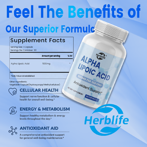 Haccp Nouveau produit Acide alpha-lipoïque 500 mg Capsules 60 pièces |   Complément alimentaire pour la protection des nerfs - Product Image 2