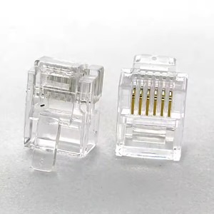 <span class=keywords><strong>Prise</strong></span> modulaire téléphonique <span class=keywords><strong>RJ11</strong></span> 6P6C 6 broches 6 contacts, connecteur <span class=keywords><strong>RJ11</strong></span> transparent en cristal - Product Image 1