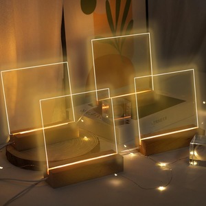 4 Bases de Madera con LED Blanco Cálido de 6 Pulgadas, Tableros de Exhibición Acrílicos para Decoración de Hogar, Habitación, Bar, Cafetería, Pascua, Soporte de Pedestal Rectangular - Product Image 1