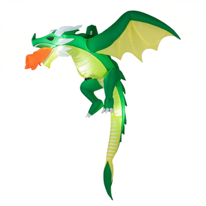 Dragón Inflable para Decoración de Jardín en Días Festivos, 1.5 Metros, Verde, PVC, Decoración de Halloween, Figura Inflable Iluminada - Product Image 1
