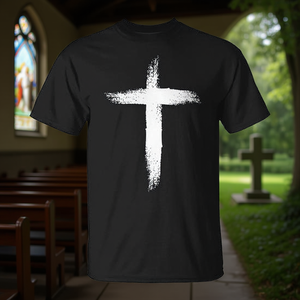 Camiseta negra con estampado de cruz cristiana abstracta de Jesús para hombre, camiseta con gráfico religioso - Product Image 3