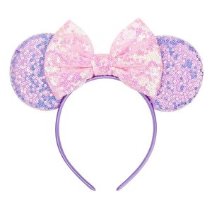 Fascia per capelli fatta a mano in tessuto con fiocco di <span class=keywords><strong>Minnie</strong></span> Mouse, alta elasticità, accessori per capelli per ragazze, colori caramella, decorazione per feste - Product Image 1
