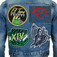 Badges brodés en tissu personnalisés en gros, à coudre, patchs brodés pour vêtements, patch tissé avec broderie, patchs thermocollants