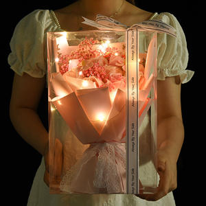 Bouquet de roses gypsophiles mélangées et séchées pour la demande en mariage, anniversaire de petite amie, cadeau de Saint-Valentin, vente en gros - Product Image 1