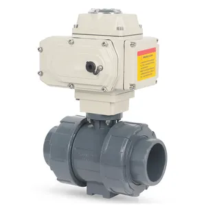 2 Inch Dn50 3Way 2 Way Waterproof Double Union Pvc Ball Valve Upvc Plastic Electric Water Control Motorized Ball Valve