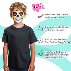 Ensemble de pinceaux synthétiques pour maquillage artistique 2026 – Pinceaux plats pour le corps des enfants avec manche en bois – Personnalisable OEM - Product Image 6