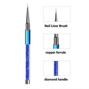 5 Colors Metal Handle Rhinestone Nail Art Liner Brush Fine Detail Painting Brush for Gel Polish Manicure - Product Image 1