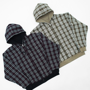 Streetwear personnalisé de haute qualité, sweat à capuche zippé à double couche, design à carreaux, sweat à capuche réversible pour hommes - Product Image 2