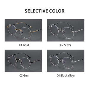 Gafas de Titanio Vintage de Lujo para Hombre 80956, Montura Dorada sin Aro con Lentes AC, Diseño Impreso en Línea - Product Image 5