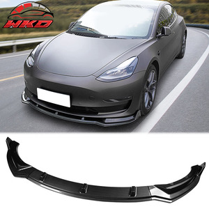 Pour Tesla Model 3 2017-2023, lèvre de pare-chocs avant, kit de séparateur 3 pièces en PP, imprimé fibre de carbone, kit de carrosserie de haute qualité - Product Image 1