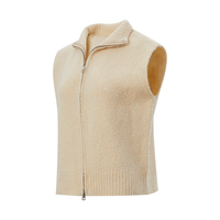 Gilet pull sans manches en laine/nylon à col polo zippé pour femme, style Normcore/Minimaliste, automne-hiver, OEM ODM