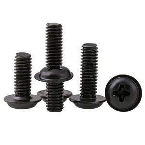 Black Pan Head <b>Screws</b> Metric Carbon Steel Class 8.8 Coarse Thread 10mm Cap Diameter - Product Image 5
