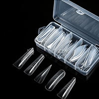 Nouvelles 75 pièces/boîte, styles variés, formes à ongles doubles, moules transparents en cristal pour extension rapide de gel, pour salon de manucure