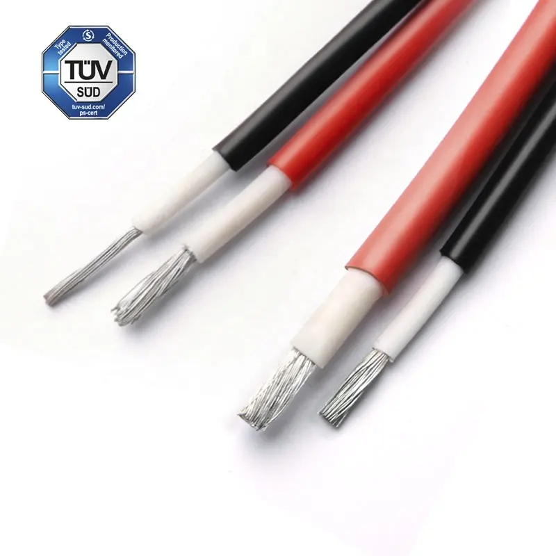 TUV H1Z2Z2-K DC solaire PV câble fil 4MM2 6MM2 10MM2 16MM2 rouge noir XLPO isolation PV1-F photovoltaïque câble solaire