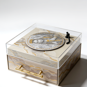 Boîte de présentation créative de luxe en carton rigide avec gaufrage et estampage à chaud or, type tiroir, pour tourne-disque, faible MOQ - Product Image 1