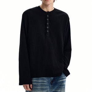 Camiseta Casual <span class=keywords><strong>de</strong></span> Manga Larga con Cuello Henley Estilo Retro Americano para Hombre, Primavera 2026 - Camiseta <span class=keywords><strong>de</strong></span> Base <span class=keywords><strong>de</strong></span> Alta Gama Estilo Old Money - Product Image 1
