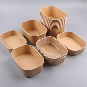 Wadah makanan sekali pakai wadah makan siang bungkus kertas Kraft wadah makanan makanan makanan Salad mie kotak kertas makan siang - Product Image 6