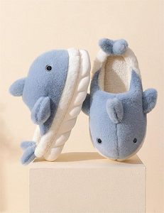 Chaussons d'intérieur en peluche pour garçon et fille, motif requin de dessin animé, en coton, chauds, doux, à semelle épaisse, pour l'hiver - Product Image 4
