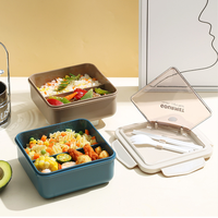 Lonchera Escolar Térmica a Prueba de Fugas con Juego de Cuchara y Tenedor, Lonchera Bento con Cubiertos para Niños