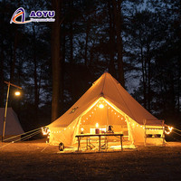 Tente de camping de luxe en toile pour 4 à 6 personnes, imperméable, grande tente en forme de cloche, en coton, style mongol