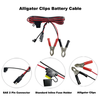 Kabel Ekstensi Penjepit Buaya/Bakarang Baterai 18AWG 16AWG ke Konektor SAE 2 Pin dengan Fuse Holder dan Kabel Harness SAE