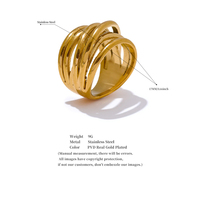 JINYOU 3340 Edelstahl 18K PVD-beschichteter Metallring mit geometrischem Design, breiter goldener Ring, trendiger goldfarbener Statement-Schmuck