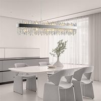 Lustre en cristal Îlot de cuisine Lampe suspendue moderne Salle à manger Lumière argentée