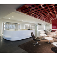 Comptoir de réception de salon en pierre blanc doré de haute qualité, mobilier de luxe léger pour salon de manucure et bar