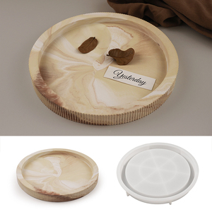 Grote Ronde Dienblad Mal Siliconen Epoxy Casting Huisdecoratie Taartgereedschap Met Randen Plaat Voor Hars Serveerschaal - Product Image 1