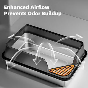 Fabrik Großhandel XL Edelstahl Katzen toilette Hohe Wandseite für kleine/große/Multi Katzen Kein Geruch Metall Katzen toilette mit Schaufel - Product Image 3