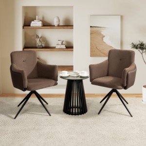 Modern 360 Swivel Home Office <b>Desk</b> Chairs Set of 2 Dining Chairs with Arm Upholstered Bedroom Chairs Metal Base Eco-Friendly - Product Image 1